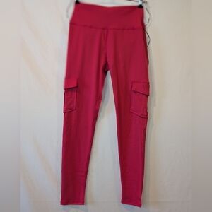 women's s High-Waist Fuchsia Cargo Leggings S workout athletic yoga new